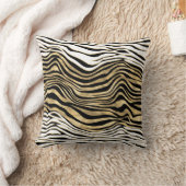 ゼブラストライプアニマルプリント白黒金ゴールドシック クッション (ブランケット)