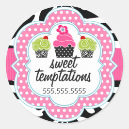 ゼブラストライプカップケーキベーカリー事業 ラウンドシール