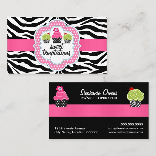 ゼブラストライプカップケーキベーカリー 名刺 (正面/裏面)