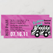 ゼブラストライプバスパスバースデーパーティー 招待状 (正面/裏面)