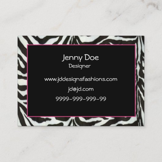 ゼブラストライプピンクの毛皮シックな名刺 名刺 (裏面)