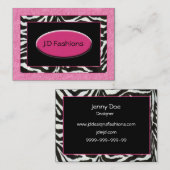 ゼブラストライプピンクの毛皮シックな名刺 名刺 (正面/裏面)