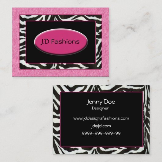 ゼブラストライプピンクの毛皮シックな名刺 名刺 (正面/裏面)