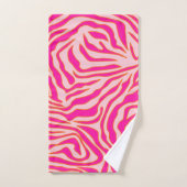 ゼブラストライプピンクオレンジワイルドアニマルプリント バスタオルセット (ハンドタオル)
