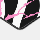 ゼブラストライプピンクグランジキャンバモダンスアート デスクマット (コーナー)