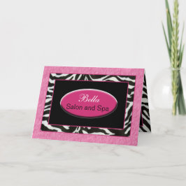 ゼブラストライプピンク&ブラックシック・ビジネスありがとう サンキューカード