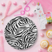 ゼブラストライプブラック&ホワイトワイルドアニマルプリント ペーパープレート (パーティー)