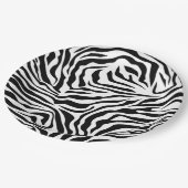 ゼブラストライプブラック&ホワイトワイルドアニマルプリント ペーパープレート (アングル)