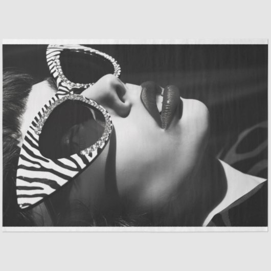 ゼブラストライプヴィンテージグラム白黒デクページ 薄葉紙 (正面)