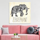 ゼブラストライプ付き象+アイディア キャンバスプリント (インサイチュ (リビング))