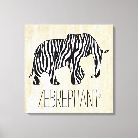 ゼブラストライプ付き象+アイディア キャンバスプリント (正面)