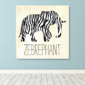 ゼブラストライプ付き象+アイディア キャンバスプリント (インサイチュ (ウッドフロア))