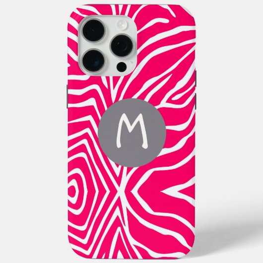 ゼブラストライプ任意の色をパーソナライズMonogram iPhone Case-Mate iPhoneケース (裏面)