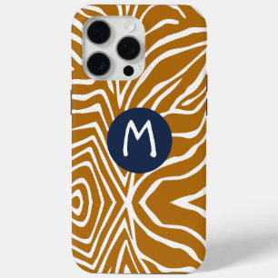 ゼブラストライプ任意の色をパーソナライズMonogram iPhone 15 Pro Maxケース