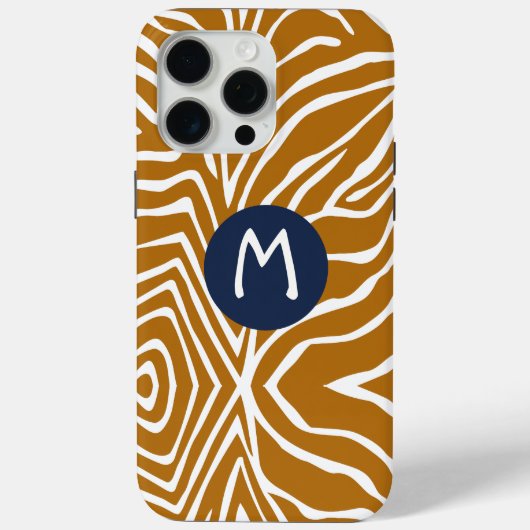 ゼブラストライプ任意の色をパーソナライズMonogram iPhone Case-Mate iPhoneケース (裏面)