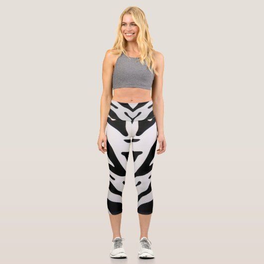 ゼブラストライプ抽象芸術 カプリレギンス (正面)