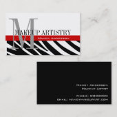 ゼブラストライプ柄のモノグラム化粧師 名刺 (正面/裏面)
