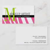 ゼブラストライプ柄のモノグラム化粧師 名刺 (正面/裏面)