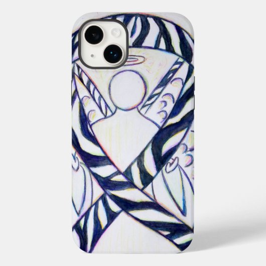 ゼブラストライプ認識度リボンエンジェルアー絵画ツ Case-Mate iPhoneケース (裏面)