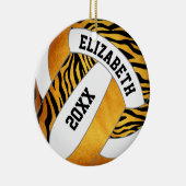 ゼブラストライプ金ゴールドオレンジパーソナライズされたバレーボール セラミックオーナメント (右)