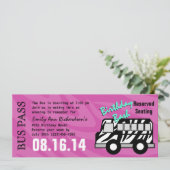 ゼブラストライプ バス パス バースデー パーティー 招待状 (スタンド正面)