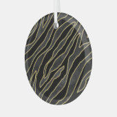 ゼブラストライプ:抽象芸術モノクロシームレス。 ガラスオーナメント (正面左)