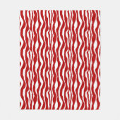 ゼブラストライプ – 深い 赤と白 フリースブランケット (正面)