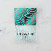 ゼブラストライプ/DIYカラー、アクア/ノートカードありがとう サンキューカード (内部)
