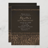 ゼブラスパークルブラウンゴールドグリッターーパーティー招待状 招待状 (正面/裏面)