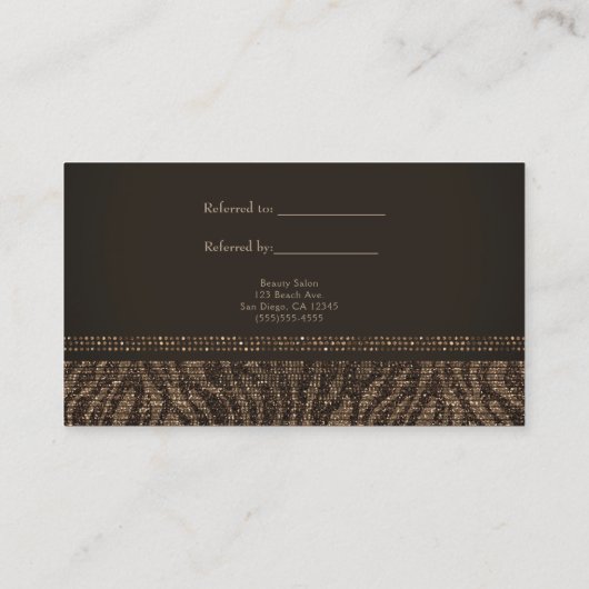 ゼブラスパークルブラウン金ゴールドグラムシック友人を参照 紹介カード (裏面)