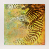 ゼブラス放牧パステルコンテンポラリー動物芸術 ジグソーパズル (横)