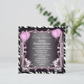 ゼブラス&魔法ワンドピンクプリンセスベビーシャワー 招待状 (スタンド正面)