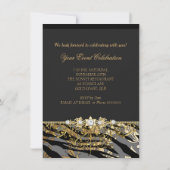 ゼブラダマスク金ゴールドブラックフォイルベージュエレガントパーティー 招待状 (裏面)
