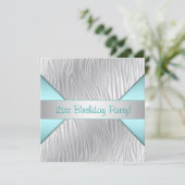 ゼブラティール(緑がかった色)ブルー21歳の誕生日パーティー 招待状 (スタンド正面)