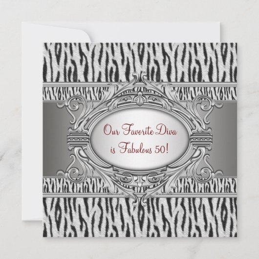 ゼブラディーバ ファビュラス 50 女性 50歳の誕生日パーティー 招待状 (正面)
