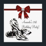 ゼブラハイヒール女性21st誕生日パーティー 招待状<br><div class="desc">ゼブラエレガントハイヒールと赤いジュエルボウ女性の誕生日パーティーの招待。この赤いゼブラパーティの招待状の前後に詳細を追加するには、「カスタマイズit!」ボタンをクリックするだけで、イベント詳細、フォントスタイル、フォントサイズと色、および用語の追加を開始できます。Zazzleで見つけるすべての招待デザインは、実際の宝石、弓、上昇、エンボス、または追加の部品やピースを持たないフラットな紙ストック上のグラフィックで印刷されている。</div>