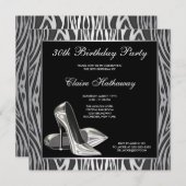 ゼブラハイヒール女性30th誕生日パーティー 招待状 (正面/裏面)