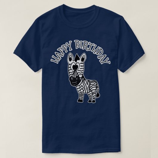 ゼブラハッピーバースデーワイルドライフサファリ動物愛好家 Tシャツ (デザイン正面)