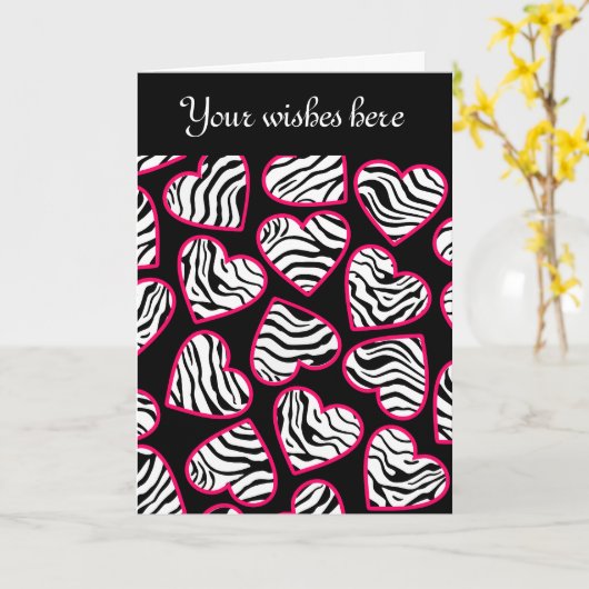 ゼブラハートデザイングリーティングカード カード (黄色い花)