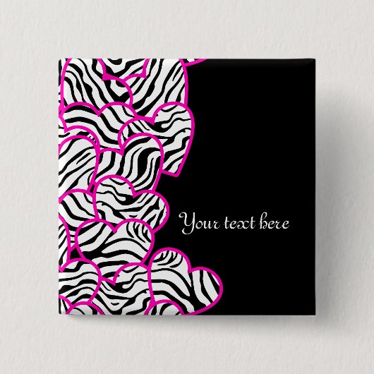 ゼブラハートボタン 缶バッジ (正面)