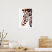 「ゼブラバスト」ゼブラ野生生物の水彩画 ポスター (キッチン)