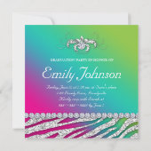 ゼブラバチェロレッテピンクグリーンジュエリー 招待状 (裏面)