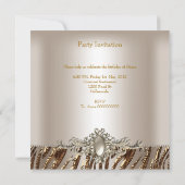 ゼブラバースデーパーティーパールクリームコーヒー 招待状 (裏面)