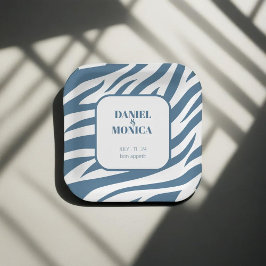 ゼブラパステルブルー紙プレート&ボウルスタイリッシュ- ペーパープレート