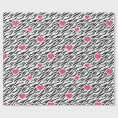 ゼブラパターンとピンクハートのラッピング紙 ラッピングペーパー (フラット)