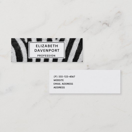 ゼブラパーソナライズされたカッコいいパターンのテクスチャ スキニー名刺 (正面/裏面)