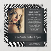 ゼブラパーソナライズされたフォトキンセアニェラ 招待状 (正面/裏面)