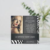 ゼブラパーソナライズされたフォトキンセアニェラ 招待状 (スタンド正面)