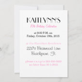 ゼブラパーソナライズされたプリント応援またはピンクのPOM 招待状 (裏面)