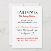 ゼブラパーソナライズされたプリント応援または赤のPOM 招待状 (裏面)